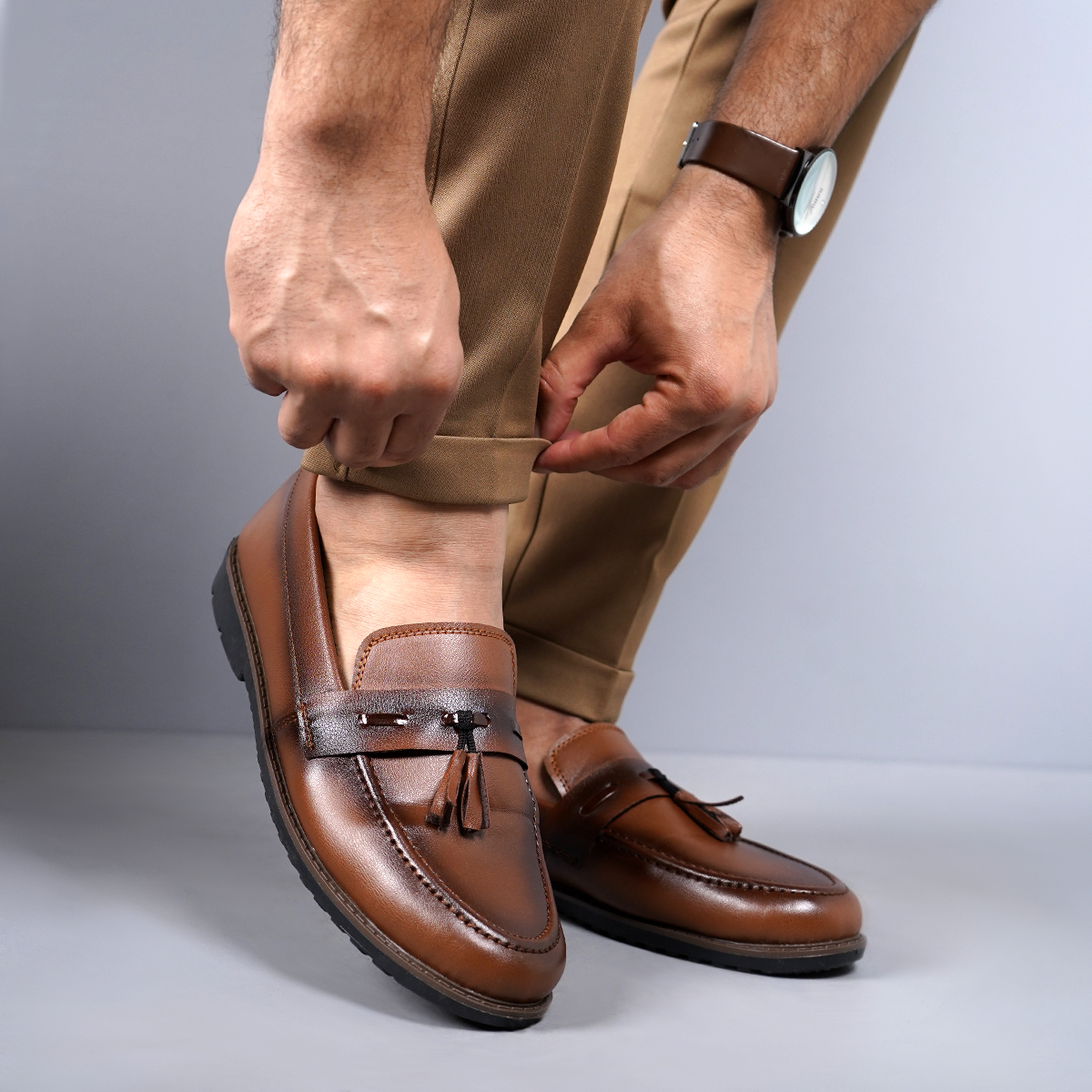 كفش كالج قهوه اي مردانه مدل Parker