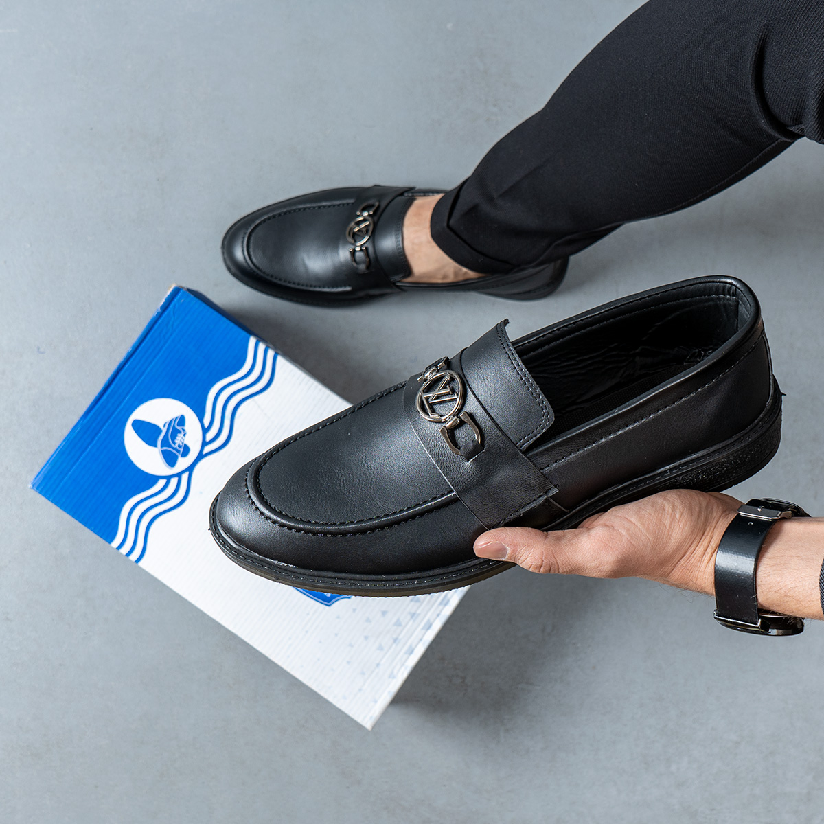 کفش کالج مردانه مشکی مدل NERVAN