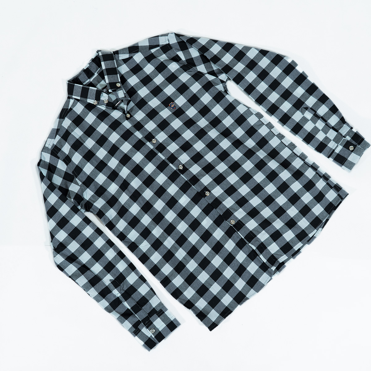 پیراهن چهارخانه مشکی سبز مدل 4560