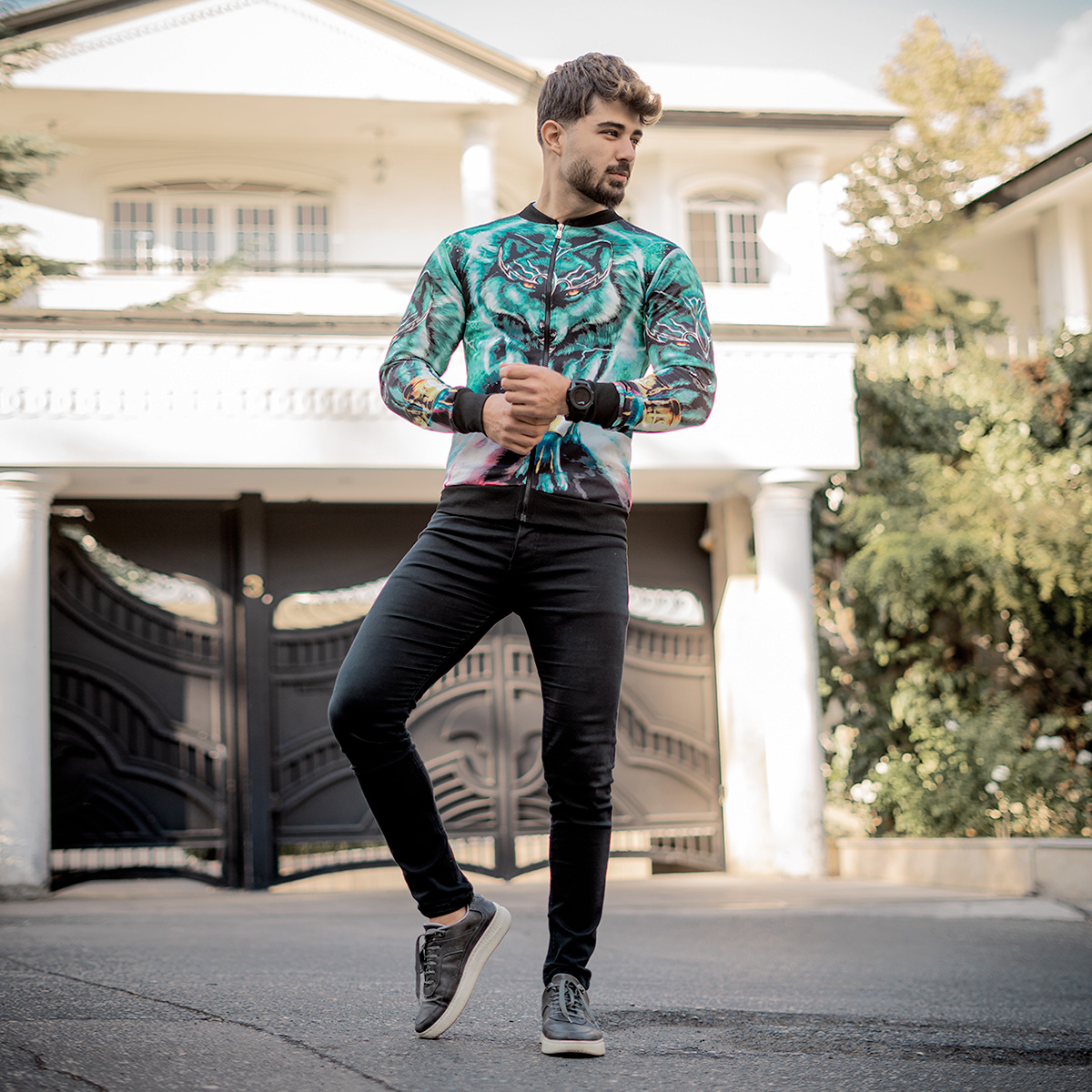 سوییشرت مردانه طرح گرگ مدل L712