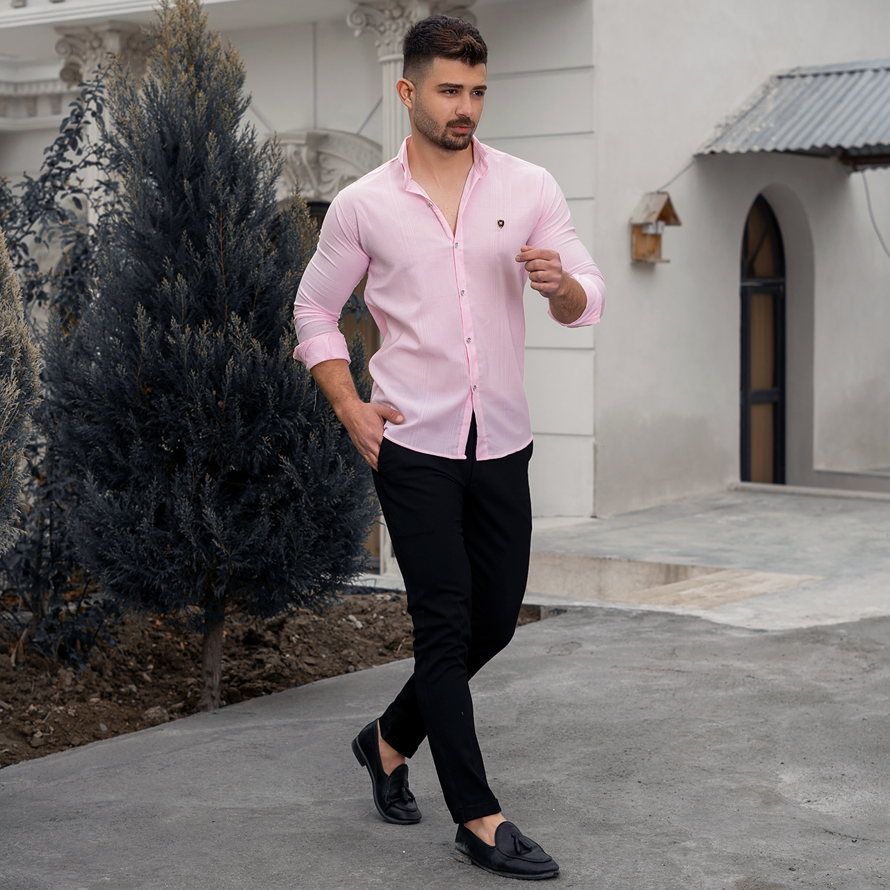 پیراهن مردانه صورتی مدلFarzin