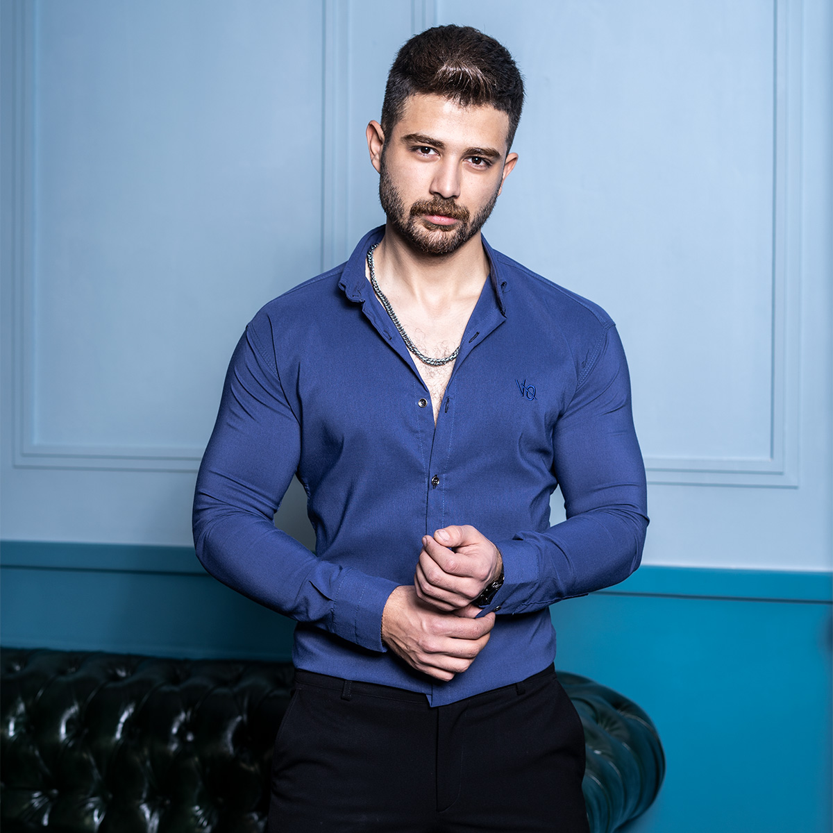 پیراهن مردانه آبی مدل VQ