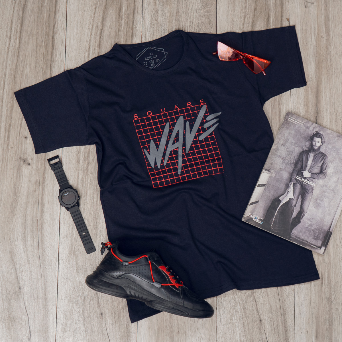 تیشرت مردانه سرمه ای(T) مدل Wav