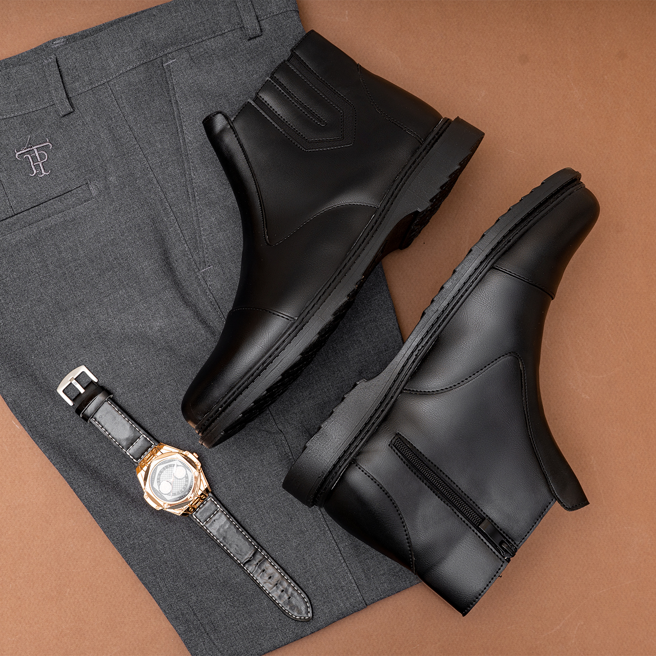 نیم بوت مردانه مشکی مدل Argan