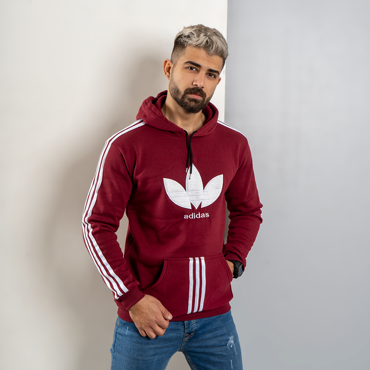 هودی مردانه Adidas زرشکی مدل Patrick