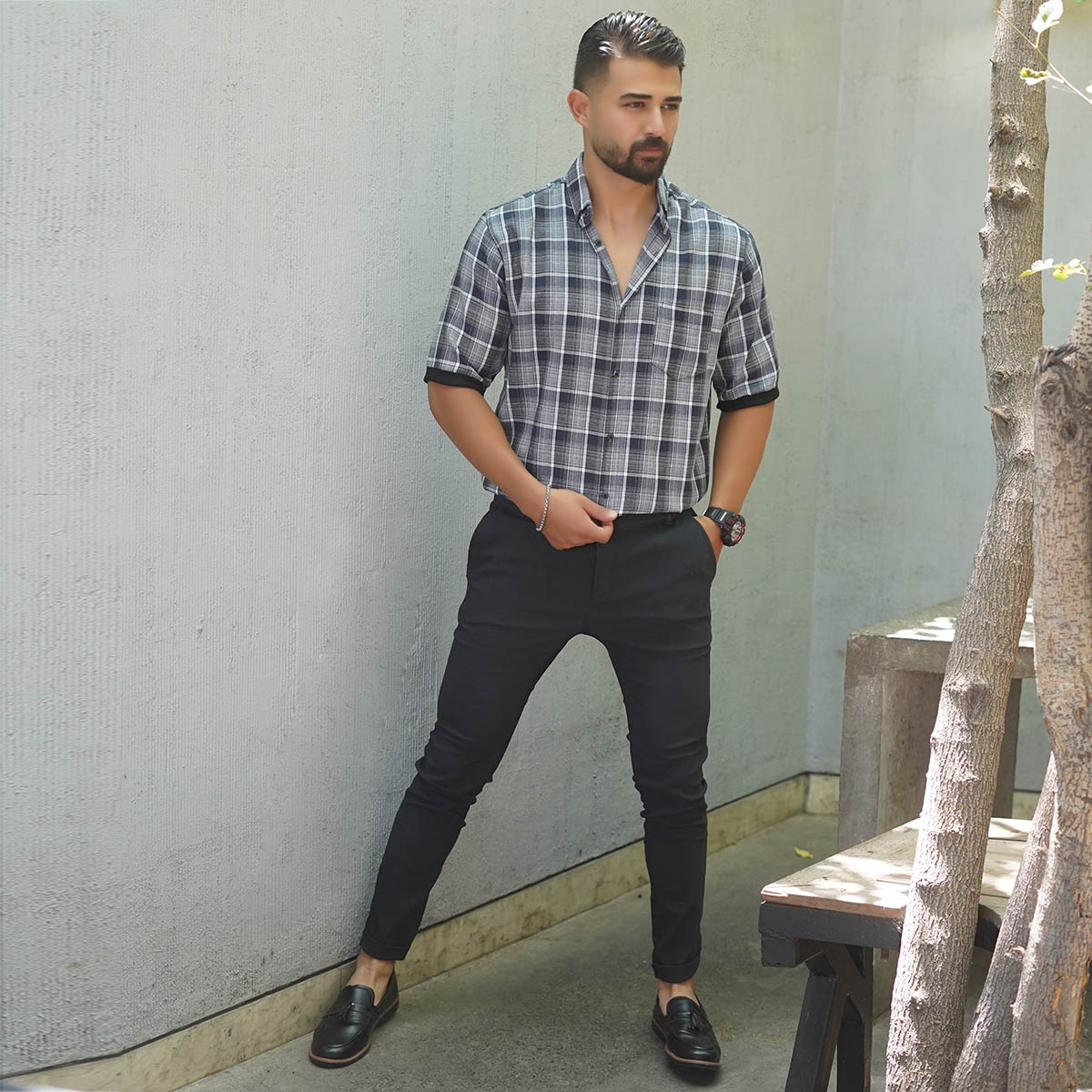 شلوار مردانه طوسی تیره مدل MOBIN