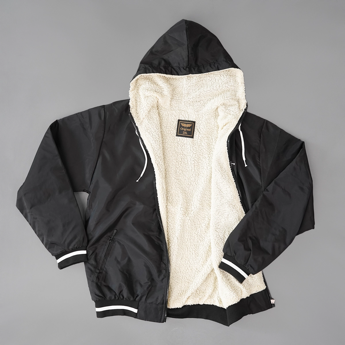 کاپشن مردانه مشکی داخل خز مدل P212