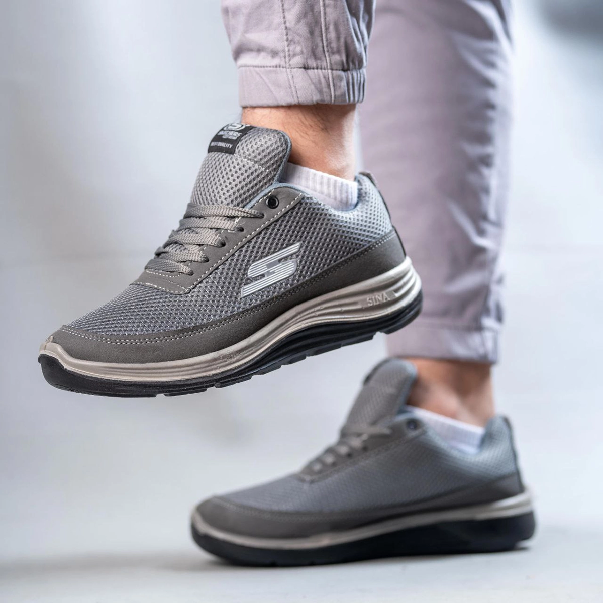 کفش ورزشی Skechers طوسی تیره مردانه مدل Aydin