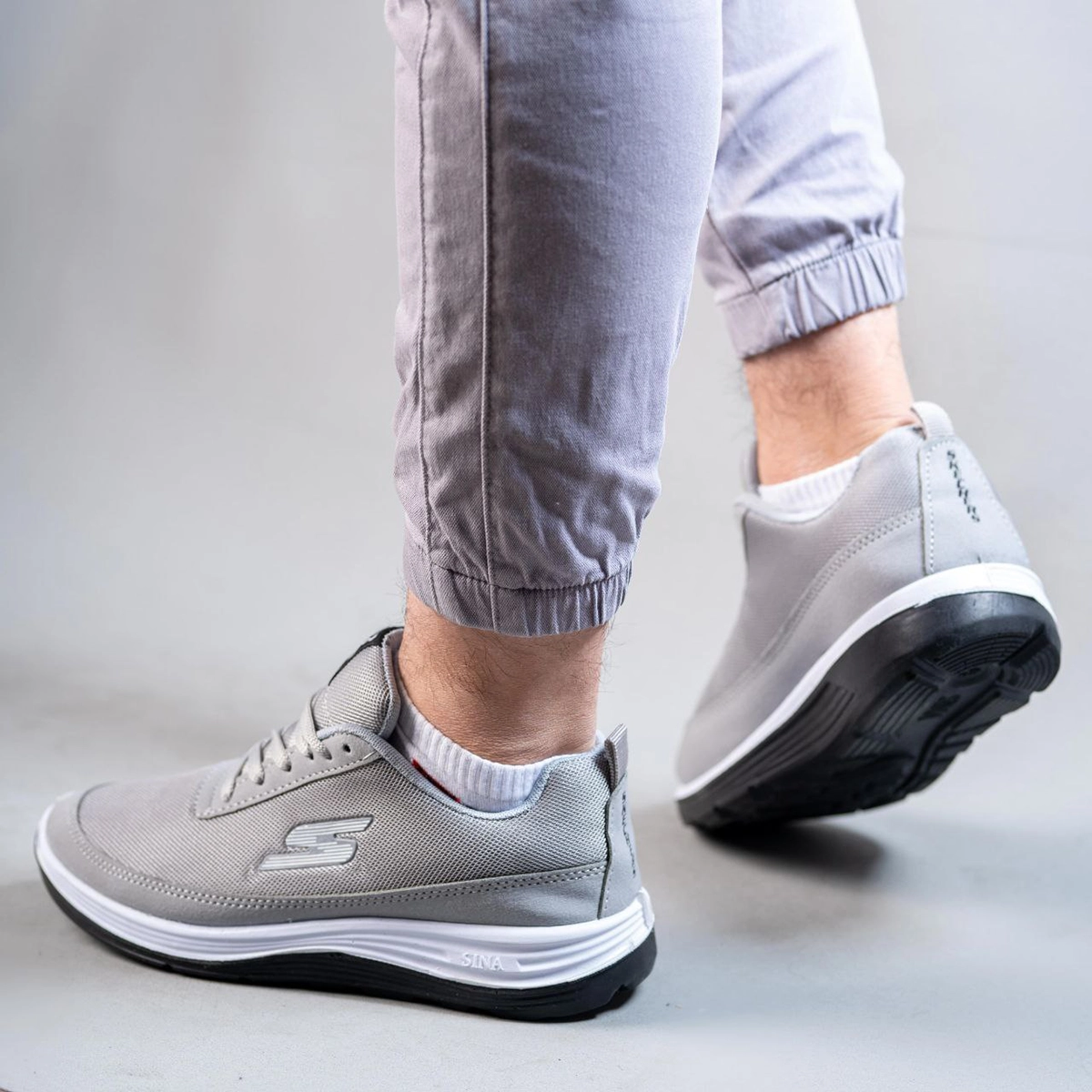 کفش ورزشی Skechers طوسی روشن مردانه مدل Aydin