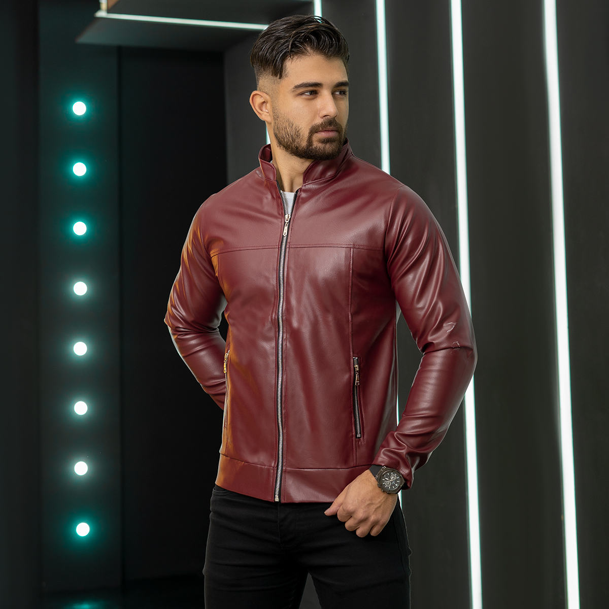 کاپشن چرم مردانه مدل NOBER