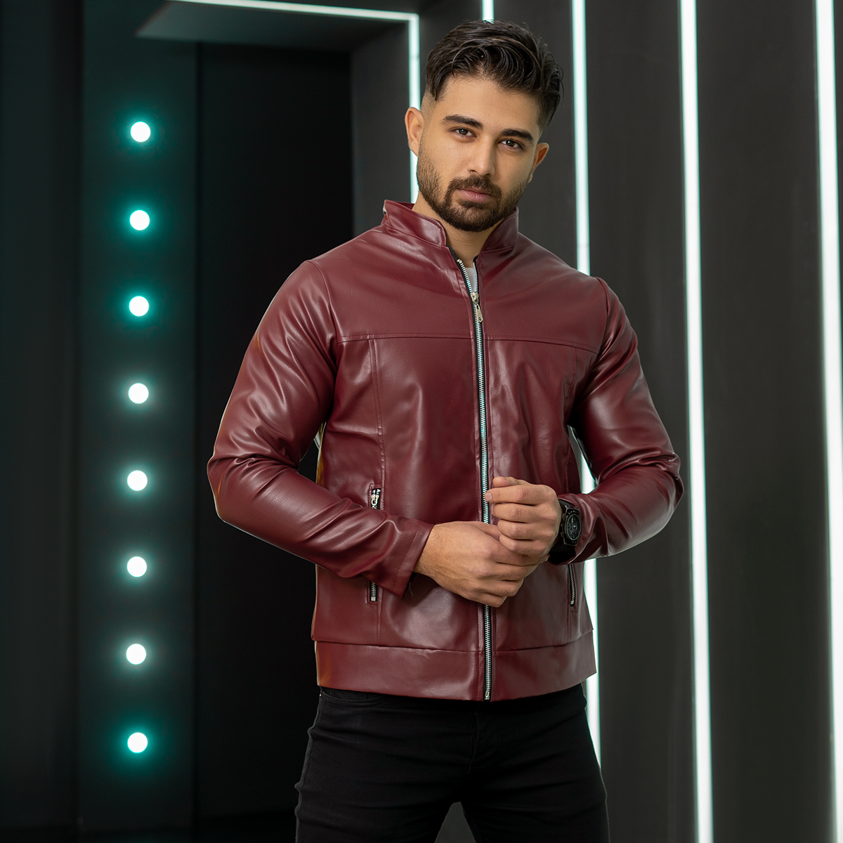 کاپشن چرم مردانه مدل NOBER