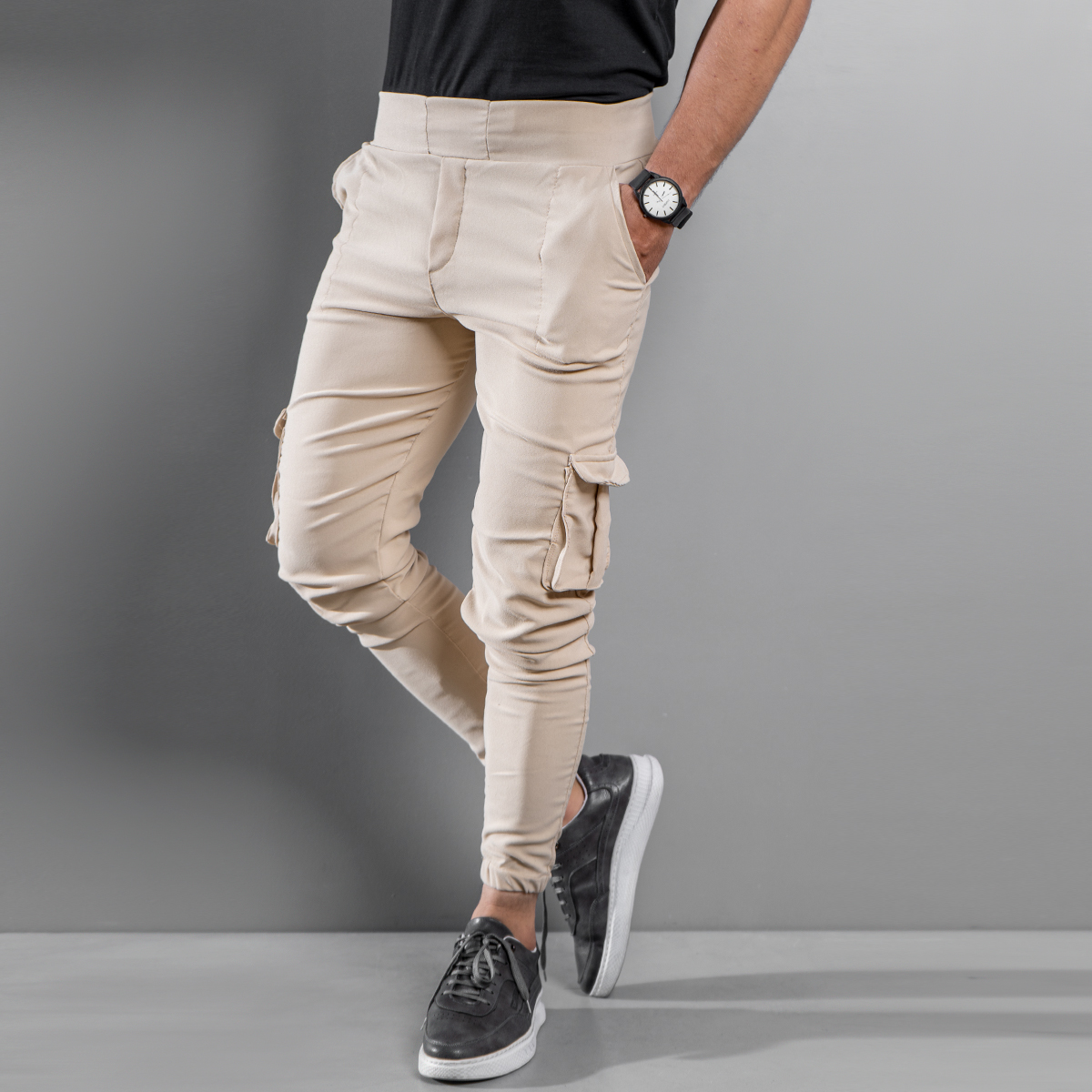 شلوار اسلش کرمی مردانه مدل KOMBO