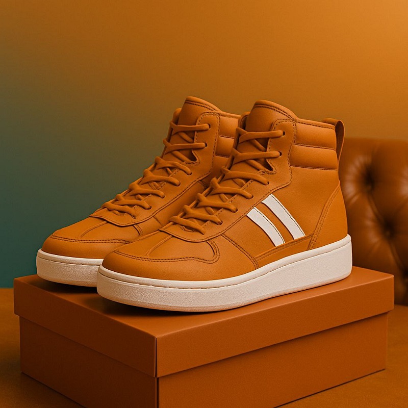 نیم بوت مردانه عسلی خطی سفید مدلMiler-عسلی