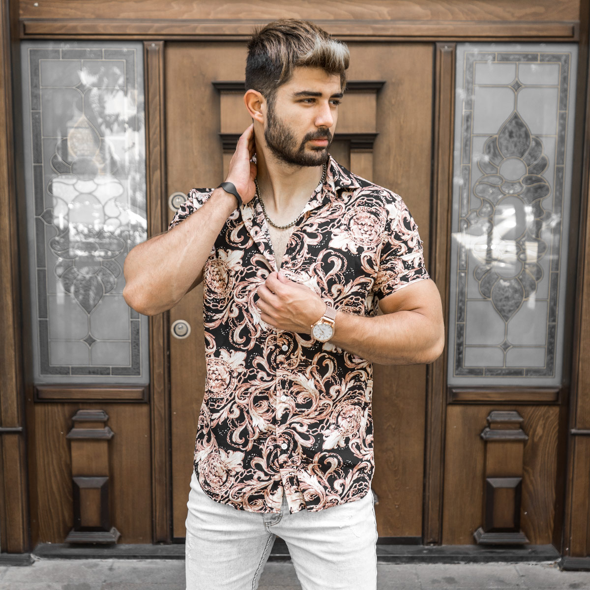 پیراهن هاوایی مردانه مدل Satiyar