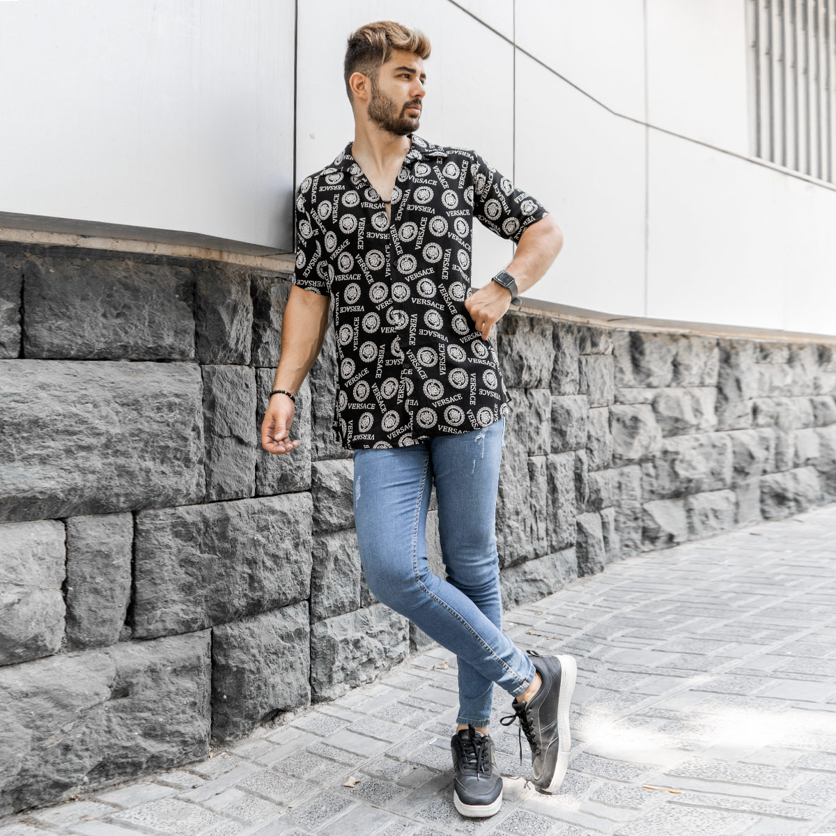 پیراهن هاوایی Versaceمردانه مدل Varon